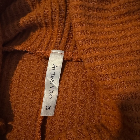 Rust Waffle Neck Cowl Neck Sweater / Tunic Top with Batwing Sleeves - LOVE! 💗 - Picture 7 of 8